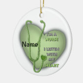 Green Heart Nurse aangepaste verpleegkundigen orna Keramisch Ornament (Links)