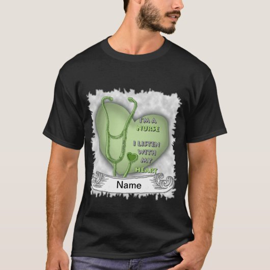 Green Heart Nurse aangepaste verpleegkundigen t-sh T-shirt (Voorkant)