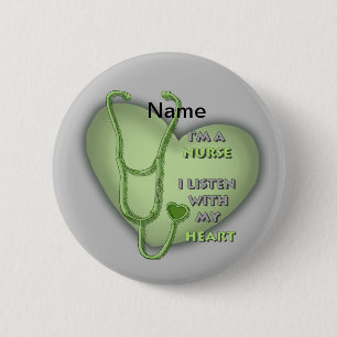 Green Heart Nurse Ronde Button 5,7 Cm