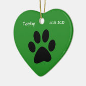 Green Heart Pet Cat Memorial Kerst Ornament (Links)