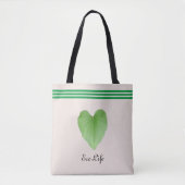 Green Heart Shape Leaf op beige Canvas tas (Voorkant)
