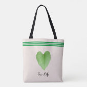 Green Heart Shape Leaf op beige Canvas tas (Achterkant)