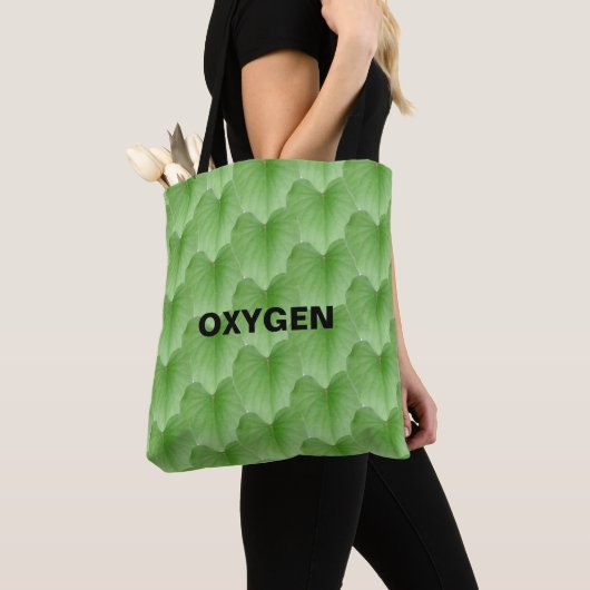 Green Heart Shape Leaf Pattern Canvas tas (Dichtbij)