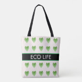 Green Heart Shape Leaf Pattern op Beige Canvas tas (Achterkant)