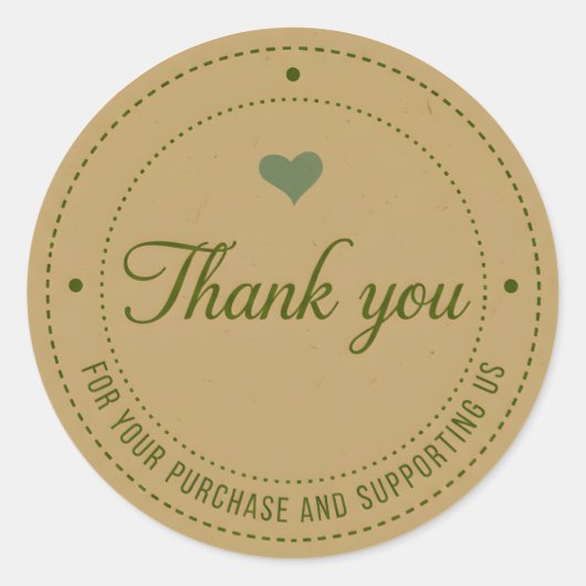 Green Heart Thank You Business Sticker (Voorkant)