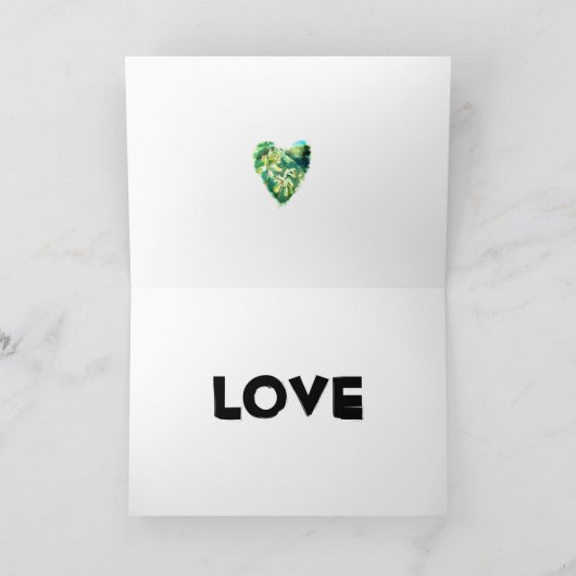 Green Heart Valentijn Love Romance Kaart (Binnen)