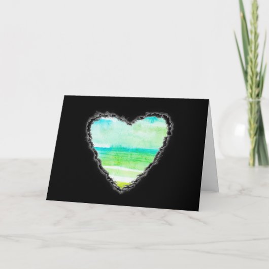 Green Heart Valentijn Love Romance Kaart (Voorkant)