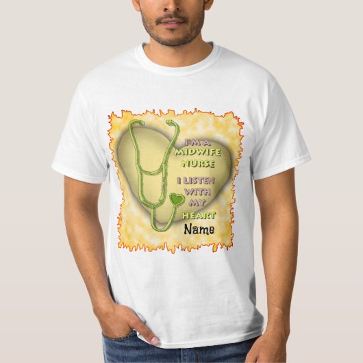 Green Heart Verloskundige Verpleegkundige T-shirt (Voorkant)