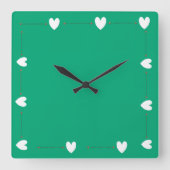 Green Heart Wall Clock – Minimal Aesthetic Home  Vierkante Klok (Voorkant)