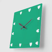 Green Heart Wall Clock – Minimal Aesthetic Home  Vierkante Klok (Hoek)