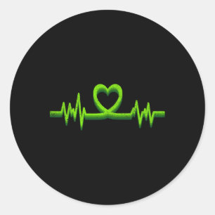 Green Heartbeat Mental Health Awareness voor Manne Ronde Sticker