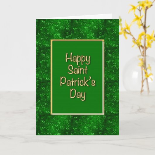 Green Hearts en Gold St. Patrick's Day Greeting Kaart (Gele Bloem)
