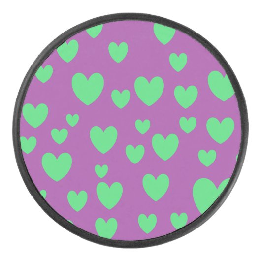 Green Hearts Hockey Puck (Voorkant)