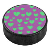 Green Hearts Hockey Puck (3/4)