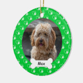 Green Hearts Paws Custom Pet Puppy Dog Foto Keramisch Ornament (Links)