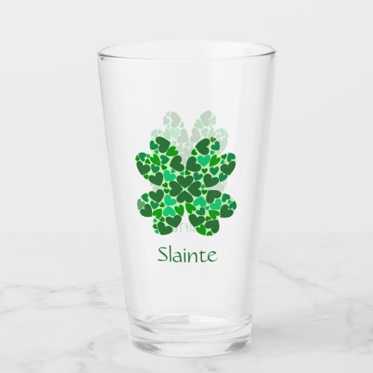 Green Hearts Shamrock gepersonaliseerd Glas (Achterkant)