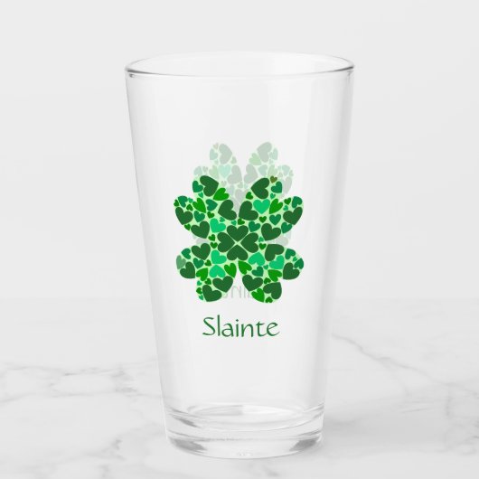 Green Hearts Shamrock gepersonaliseerd Glas (Voorkant)