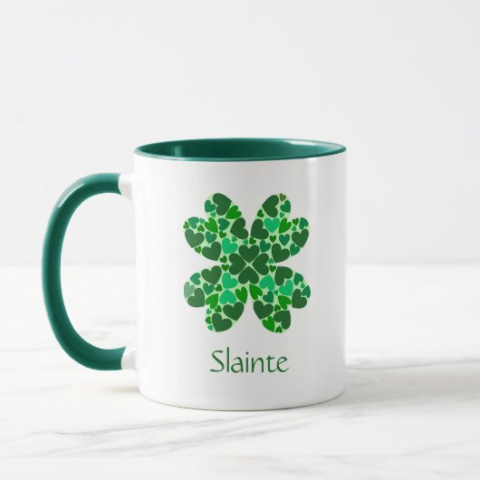 Green Hearts Shamrock gepersonaliseerd Mok (Links)