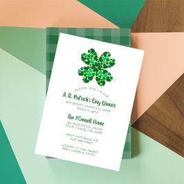 Green Hearts Shamrock St. Patricks Day Party Kaart