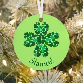 Green Hearts Shamrock St. Patrick's Metalen Ornament