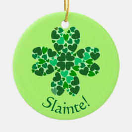 Green Hearts Shamrock St. Patrick's  Metalen Ornament