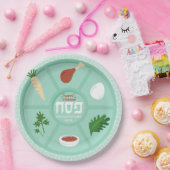 Green Hebrew Pesach Passover Seder Papieren Bordje (Feest)
