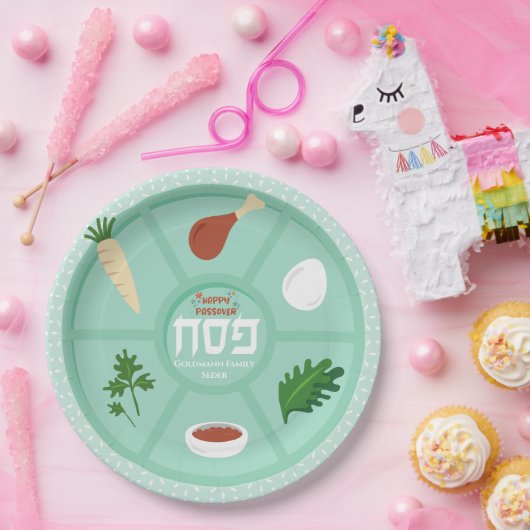 Green Hebrew Pesach Passover Seder Papieren Bordje (Feest)