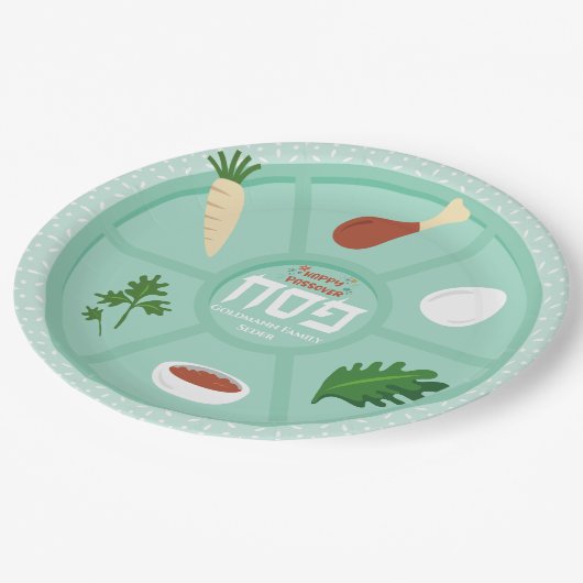 Green Hebrew Pesach Passover Seder Papieren Bordje (Gekanteld)