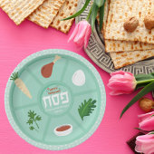 Green Hebrew Pesach Passover Seder Papieren Bordje