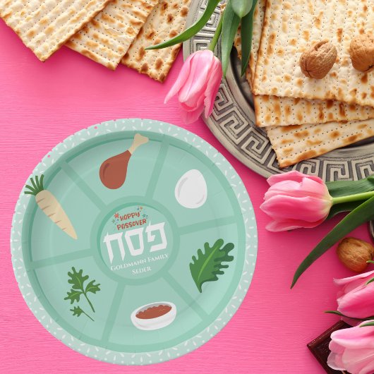 Green Hebrew Pesach Passover Seder Papieren Bordje
