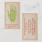 Green Henna Hand Yoga Instructor Visitekaartje (Voorkant / Achterkant)