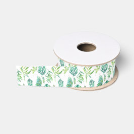 Green Herb Leaves Grosgrain Lint
