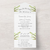 Green Herbs Waterverf Greenery Rosemary Wedding All In One Uitnodiging (Binnen)