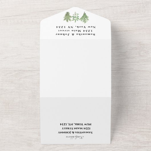 Green Herbs Waterverf Greenery Sage Thyme Wedding All In One Uitnodiging (Buitenkant)