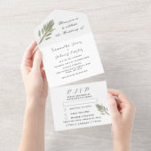 Green Herbs Waterverf Greenery Sage Wedding All In One Uitnodiging (Afscheurbaar)