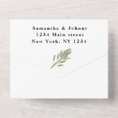 Green Herbs Waterverf Greenery Sage Wedding All In One Uitnodiging (Achterkant)