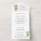 Green Herbs Waterverf Lavender Wedding All In One Uitnodiging (Binnen)