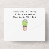 Green Herbs Waterverf Lavender Wedding All In One Uitnodiging (Achterkant)