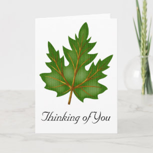 Green Herfst Leaf Thinking of You Wenskaart 3 Bedankkaart