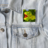 Green Herfst Leaf Vierkante Button 5,1 Cm (In situ)