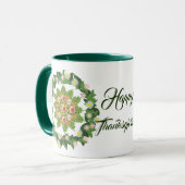 Green Herfst Wreath Flora laat Happy Thanksgiving  Mok (Voorkant links)