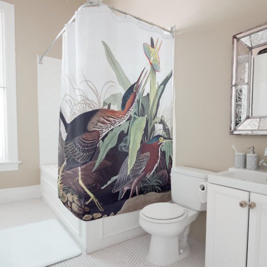 Green Heron door Audubon  Bird Art Wildlife Douchegordijn (In situ)