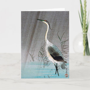Green Heron in Rain, Watanabe Seitei Kaart