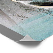 Green Heron in Rain, Watanabe Seitei Poster (Hoek)