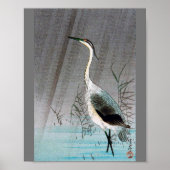 Green Heron in Rain, Watanabe Seitei Poster (Voorkant)