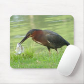 Green Heron met vis Mousepad 2 Muismat (Met muis)