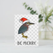 Green Heron Santa Feestdagenkaart (Staand voorkant)
