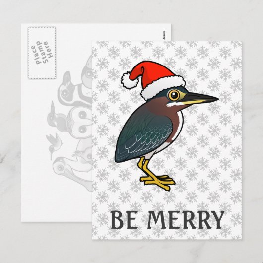 Green Heron Santa Feestdagenkaart (Voorkant / Achterkant)