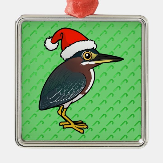 Green Heron Santa Metalen Ornament (Voorkant)