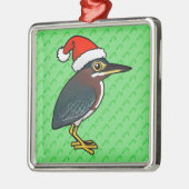 Green Heron Santa Metalen Ornament (Links)